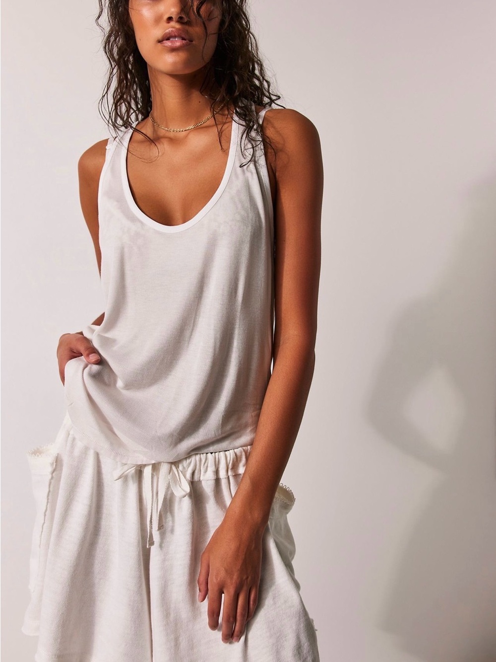 Free People Ivory Night We Met Tank